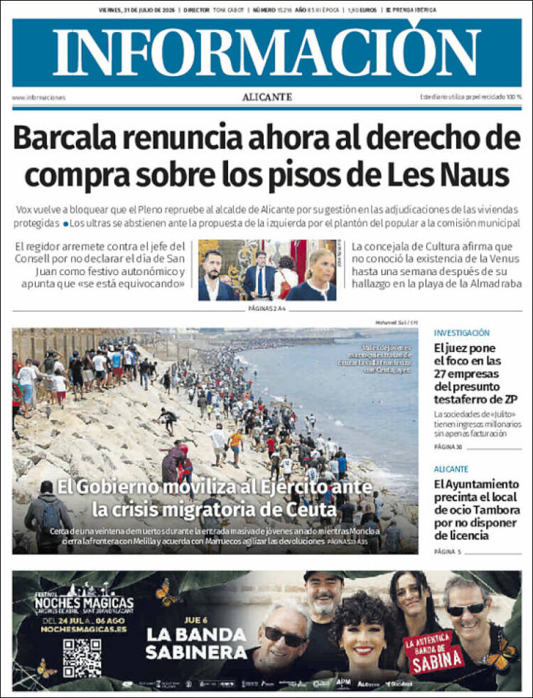 Portada de Diario Información (Espa&ntilde;a)