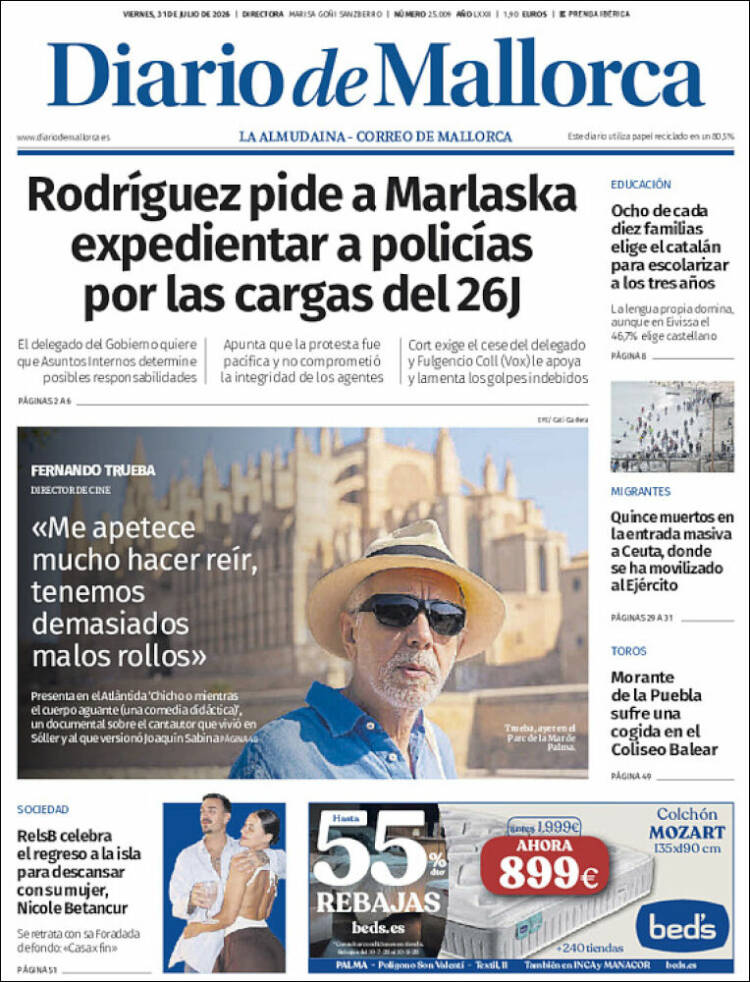 Portada de Diario de Mallorca (Espa&ntilde;a)