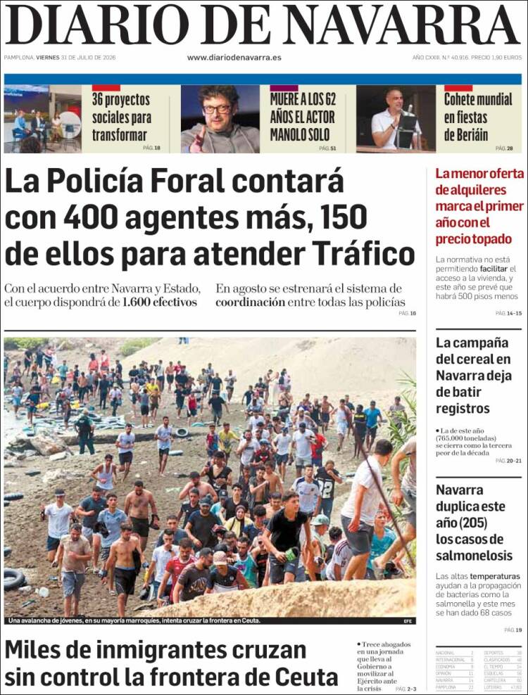 Portada de Diario de Navarra (Espa&ntilde;a)