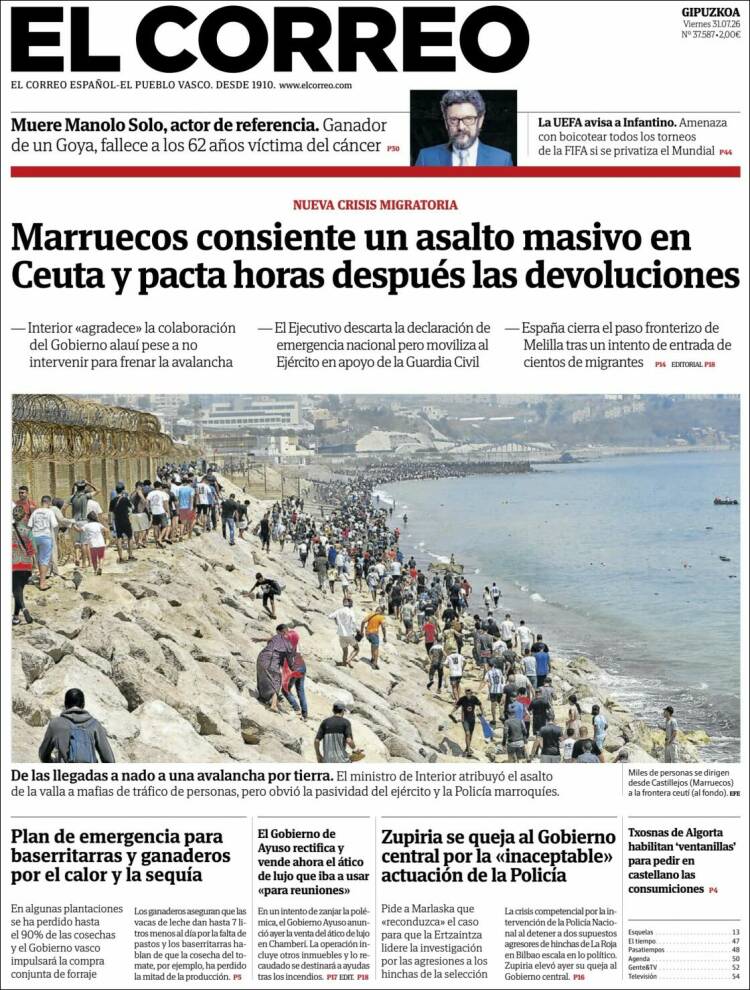 Portada de El Correo - Guipuzcoa (Espa&ntilde;a)