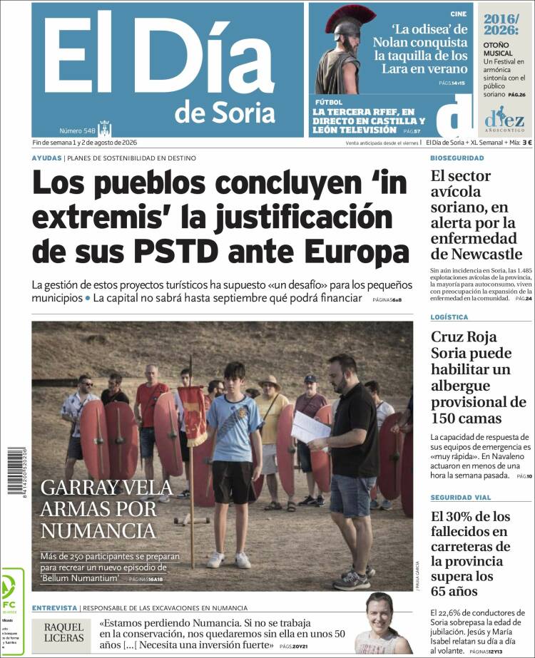 Portada de El Día de Soria (Espa&ntilde;a)