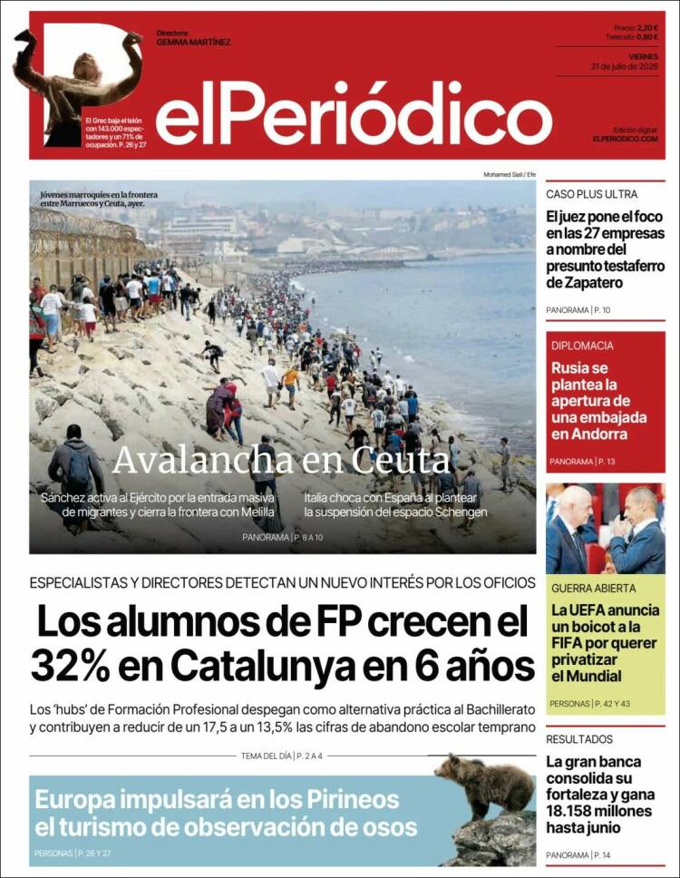 Portada de El Periódico (Espa&ntilde;a)