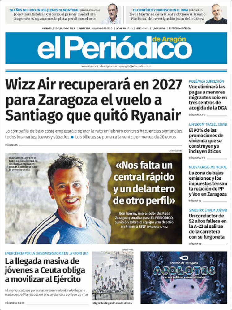 Portada de El Periódico de Aragón (Espa&ntilde;a)