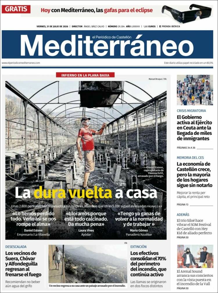 Portada de El Periódico Mediterraneo (Espa&ntilde;a)