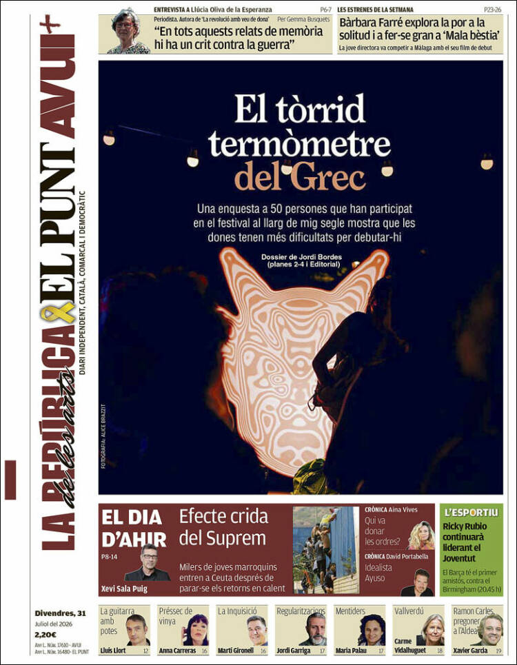 Portada de El Punt Avui (Espa&ntilde;a)