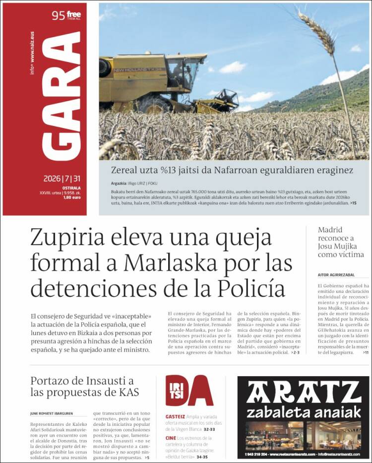Portada de Gara (Espa&ntilde;a)