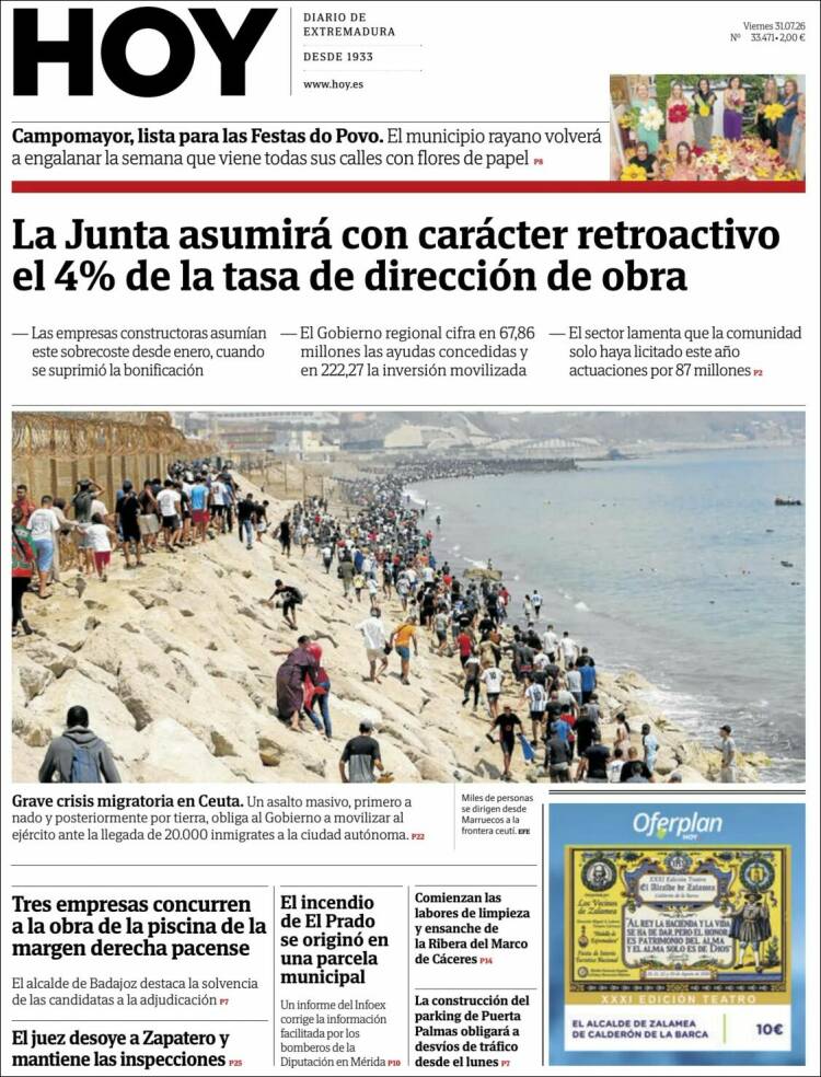 Portada de Hoy - Caceres (Espa&ntilde;a)