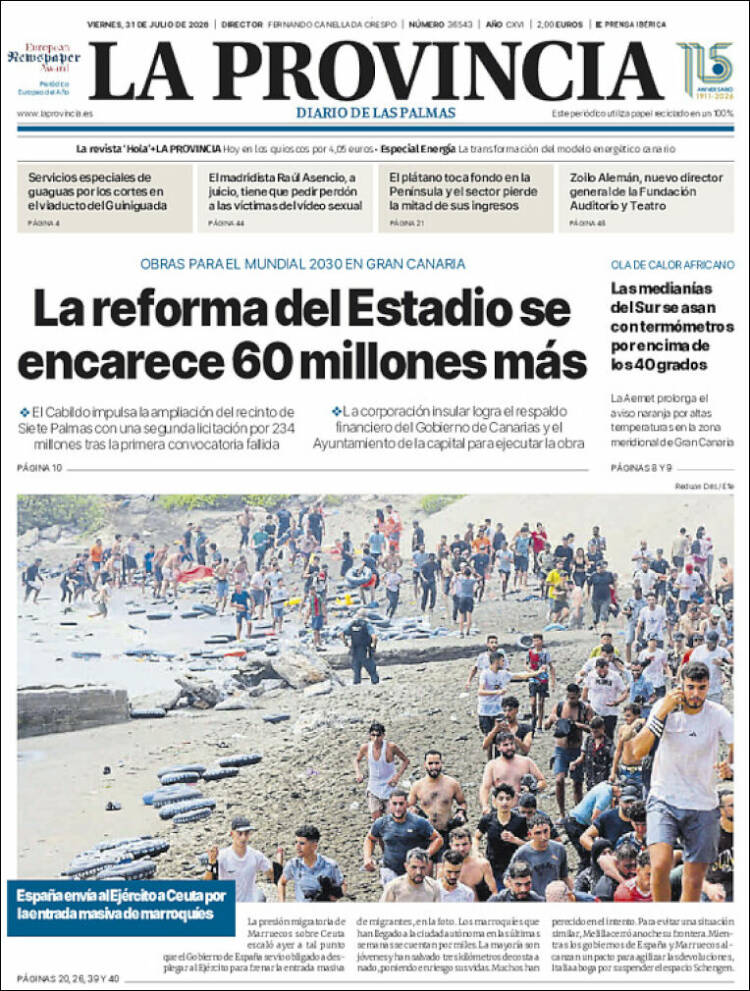 Portada de La Provincia (Espa&ntilde;a)