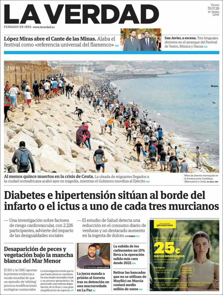 Portada de La Verdad de Murcia (Espa&ntilde;a)