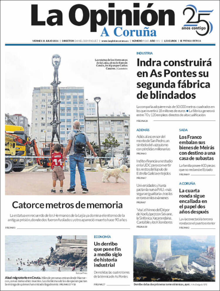 Portada de La Opinión de A Coruña (Espa&ntilde;a)