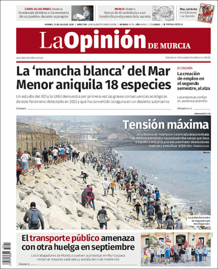 Portada de La Opinión de Murcia (Espa&ntilde;a)