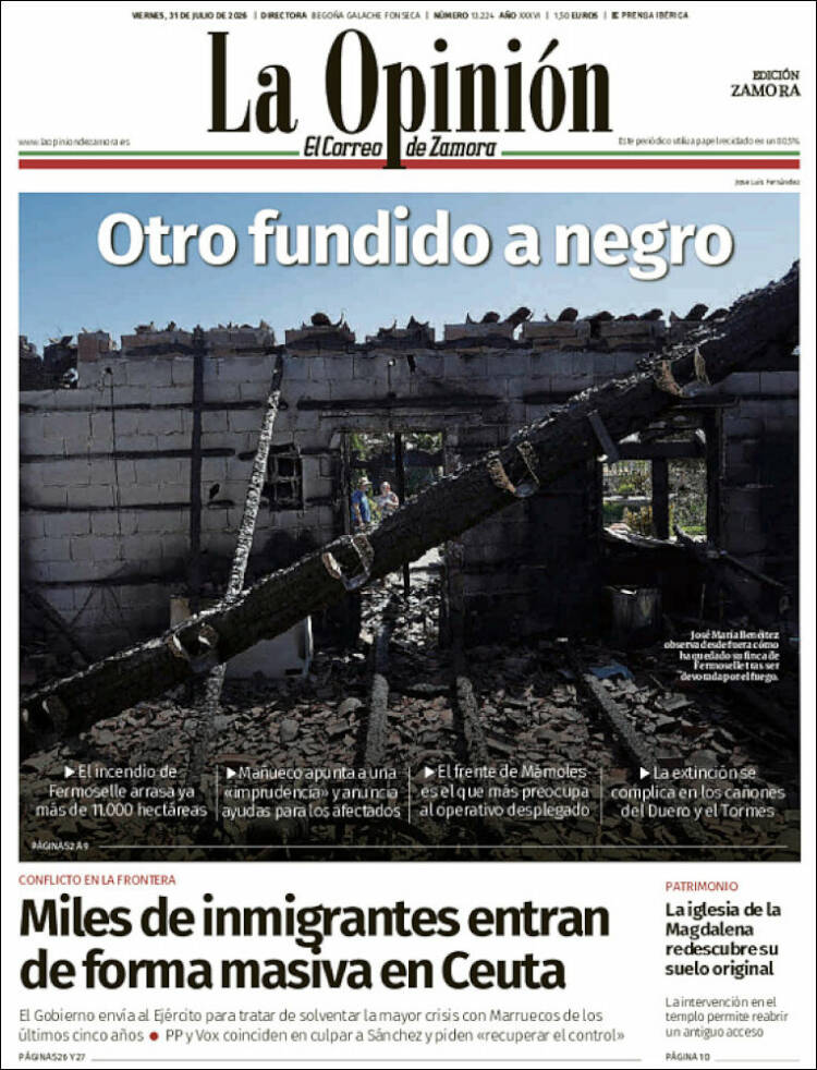 Portada de La Opinión - El Correo de Zamora (Espa&ntilde;a)