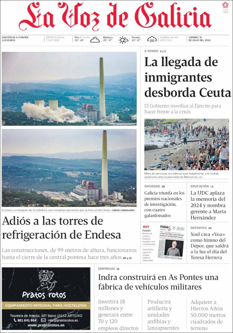 Portada de La Voz de Galicia (Espa&ntilde;a)