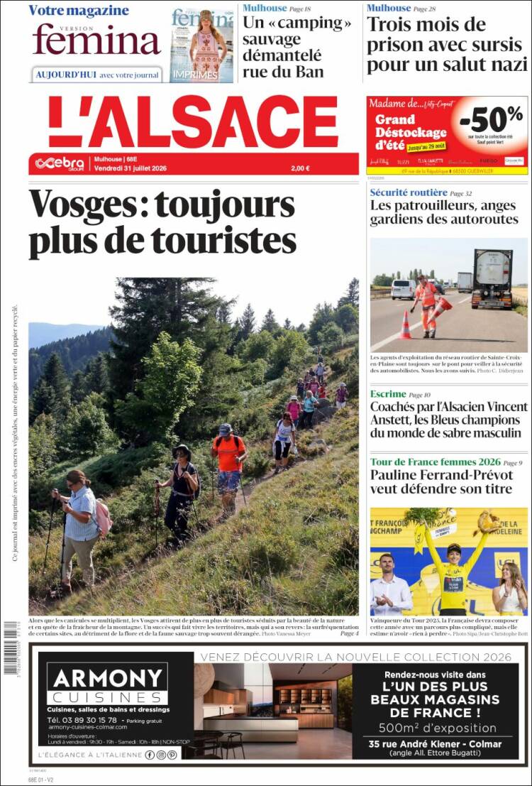 Portada de Journal L'Alsace (Francia)
