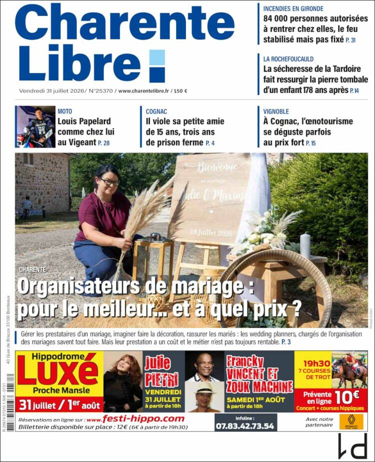 Portada de Charente Libre (Francia)