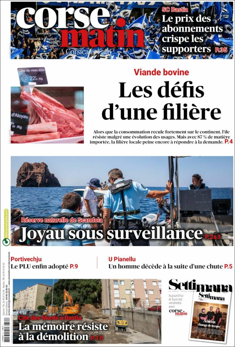 Portada de Corse-Matin (Francia)