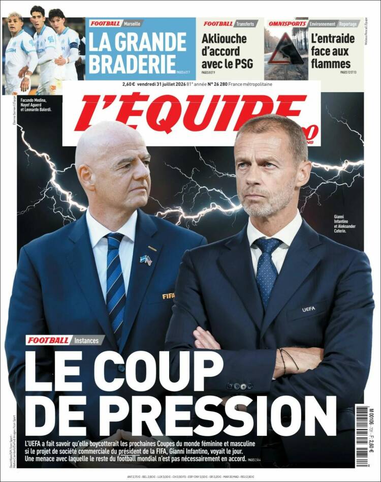 Portada de L'Equipe (Francia)