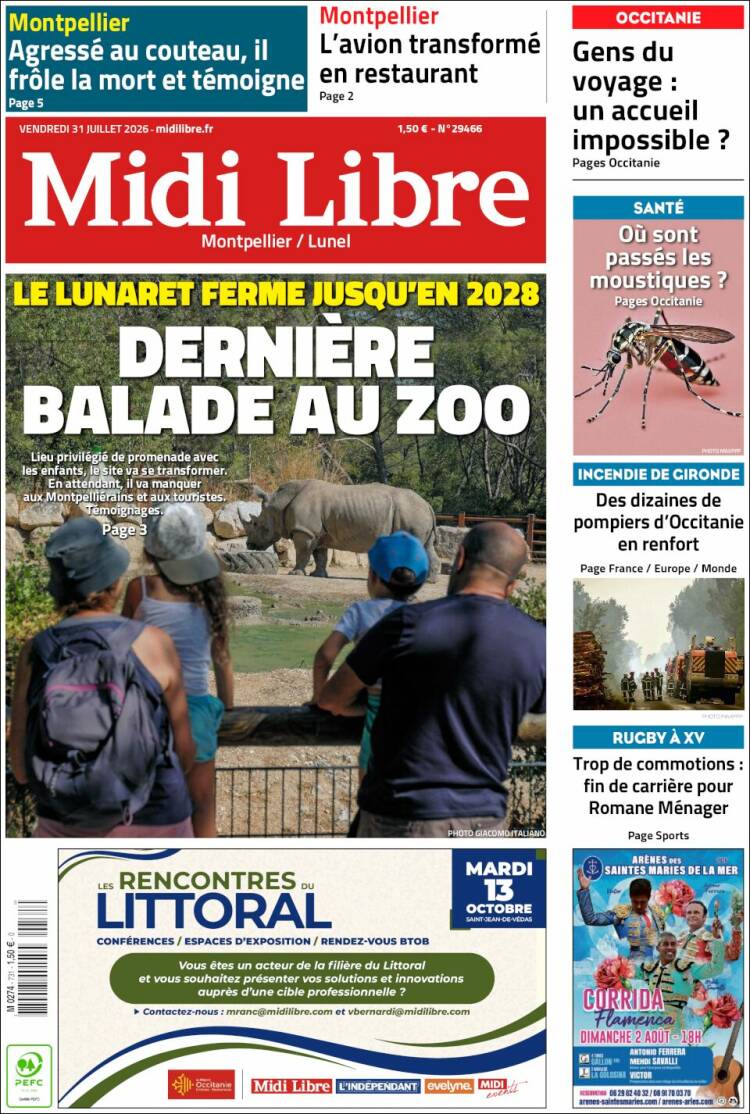 Portada de Midi Libre (Francia)