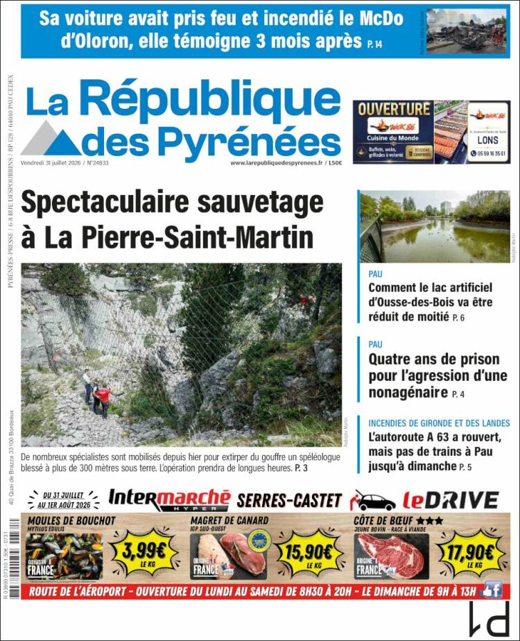Portada de La République des Pyrénées (Francia)