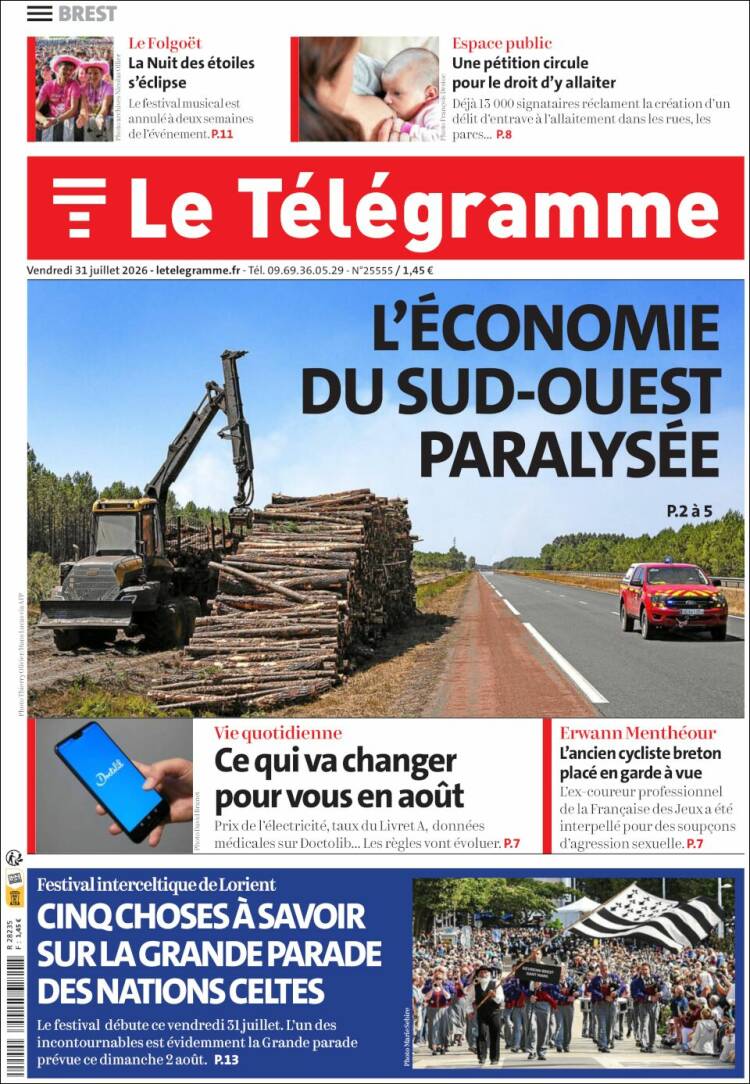 Portada de Télégramme (Francia)
