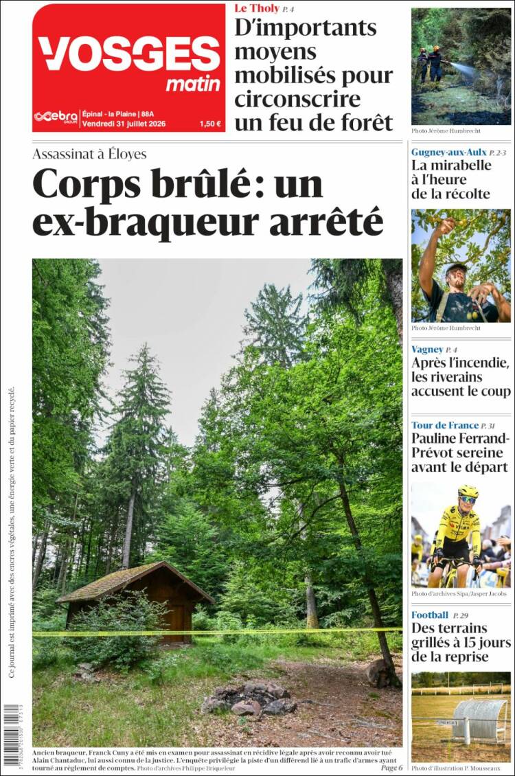 Portada de Vosges Matin (Francia)