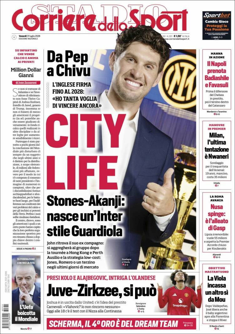 Portada de Corriere dello Sport (Italia)