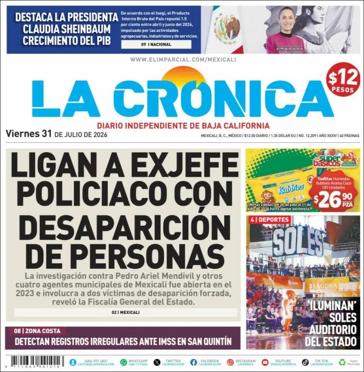 Portada de La Crónica de Baja California (M&eacute;xico)