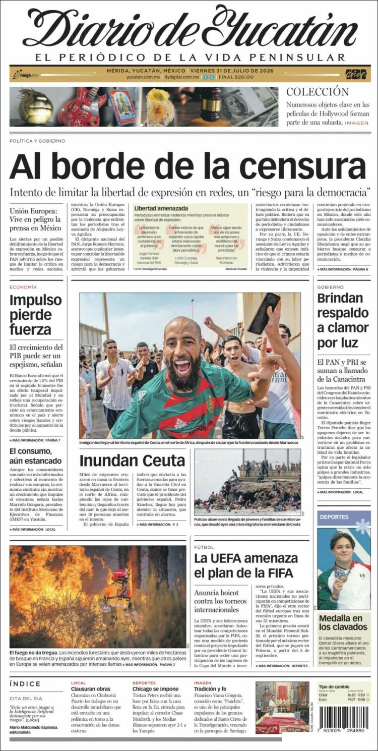 Portada de Diario de Yucatán (M&eacute;xico)