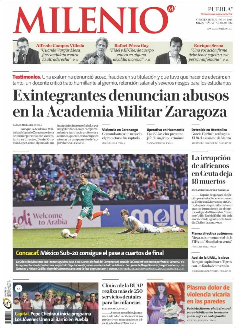 Portada de Milenio de Puebla (M&eacute;xico)