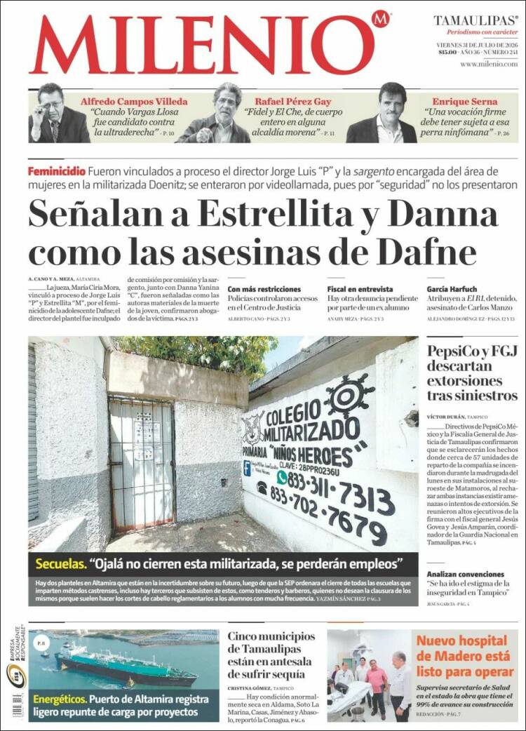 Portada de Milenio - Tamaulipas (M&eacute;xico)