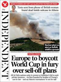 Portada de The Independent (Reino Unido)