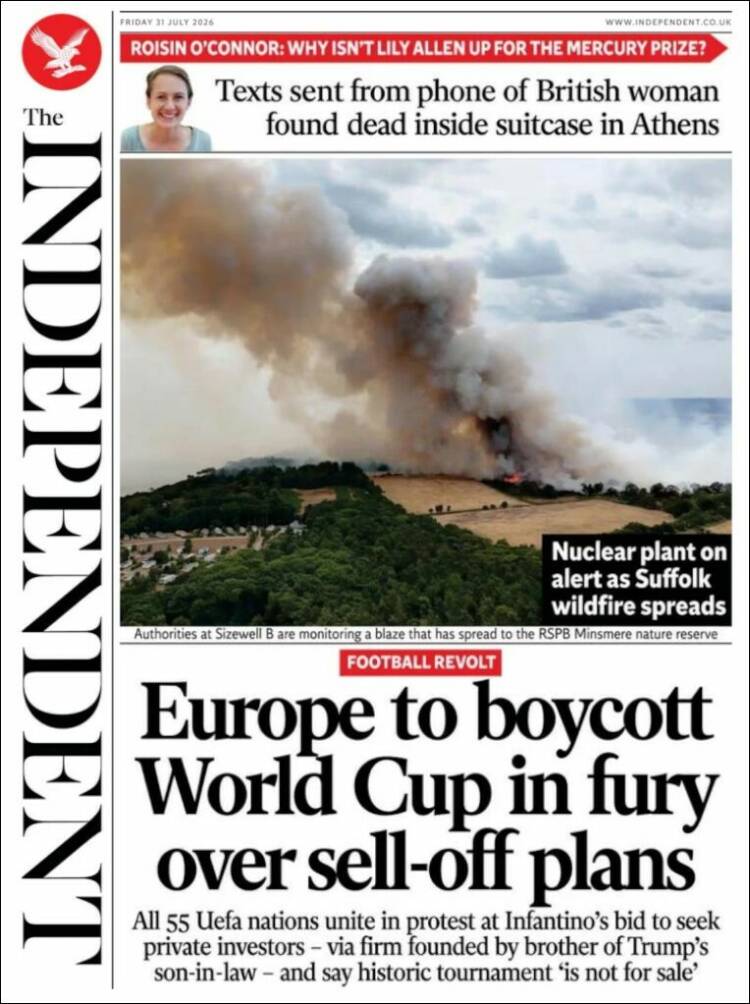 Portada de The Independent (Reino Unido)