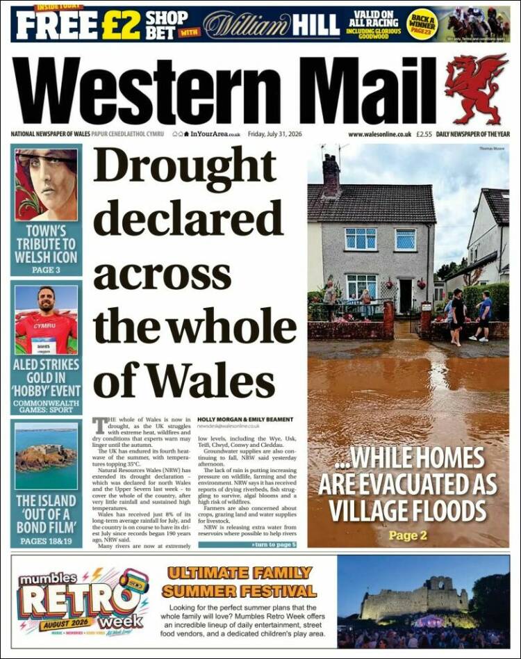 Portada de Western Mail (Reino Unido)