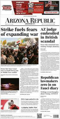 Portada de Arizona Republic News (USA)
