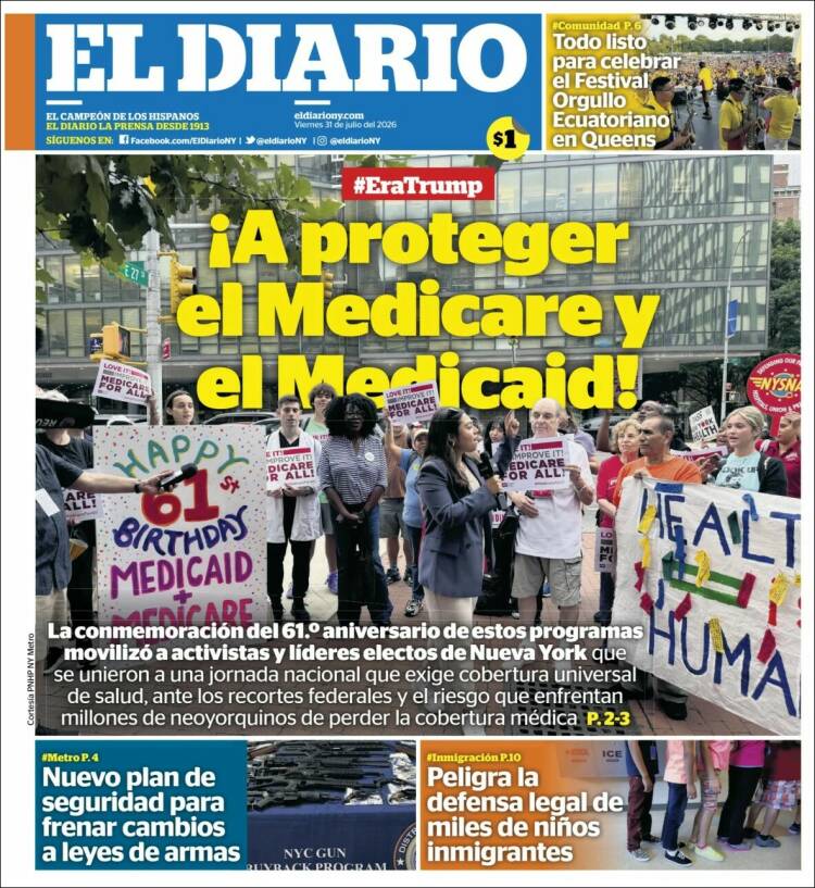 Portada de El Diario NY (USA)