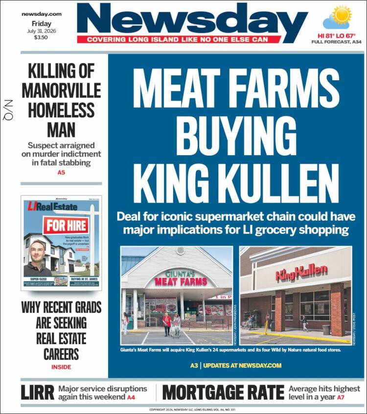 Portada de Newsday (USA)