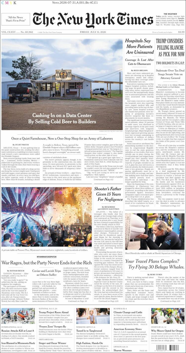 Portada de New York Times (USA)