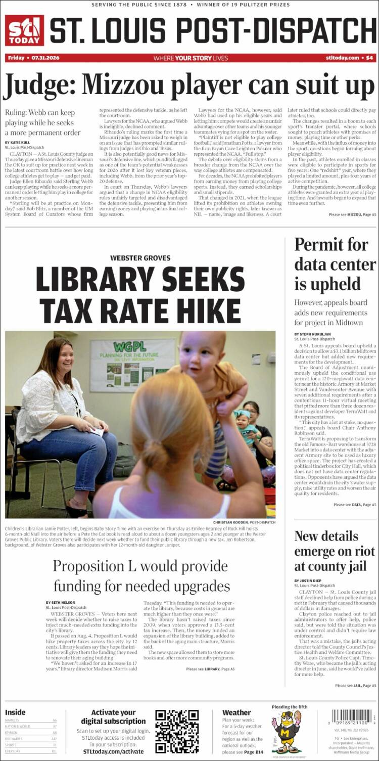Portada de St. Louis Post-Dispatch (USA)