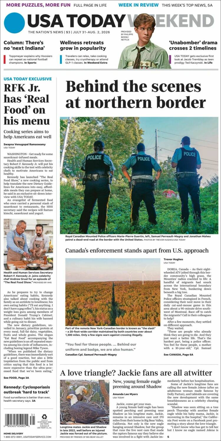 Portada de USA Today (USA)