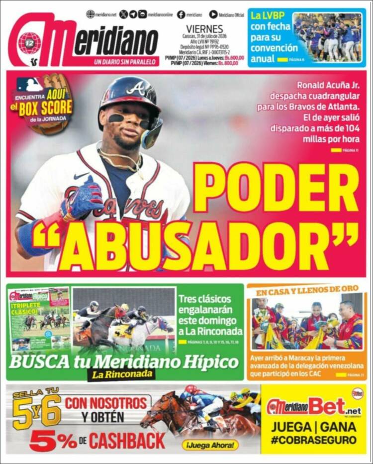 Portada de Meridiano (Venezuela)