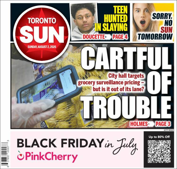 Portada de The Toronto Sun (Canad&aacute;)