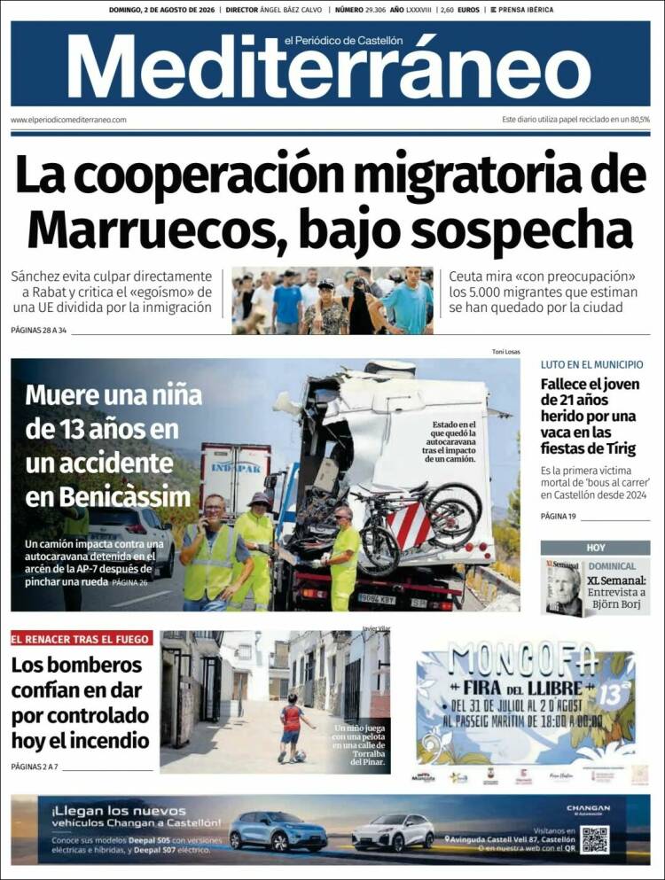 Portada de El Periódico Mediterraneo (Espa&ntilde;a)