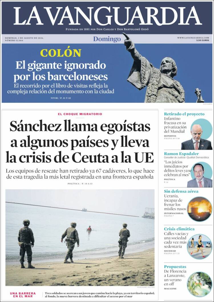 Portada de La Vanguardia (Espa&ntilde;a)