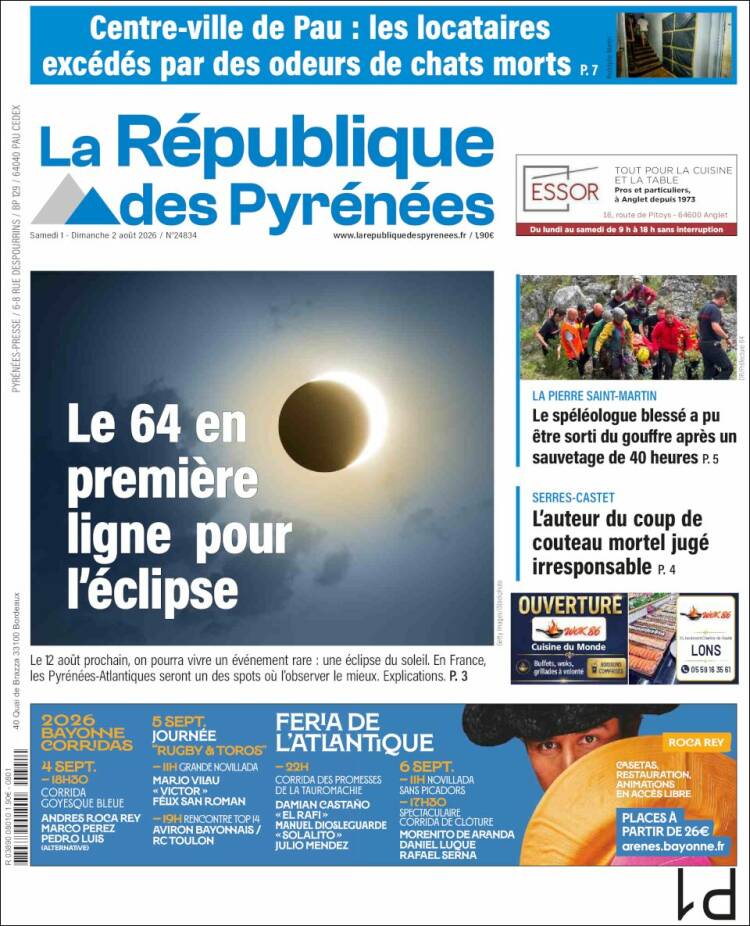 Portada de La République des Pyrénées (Francia)