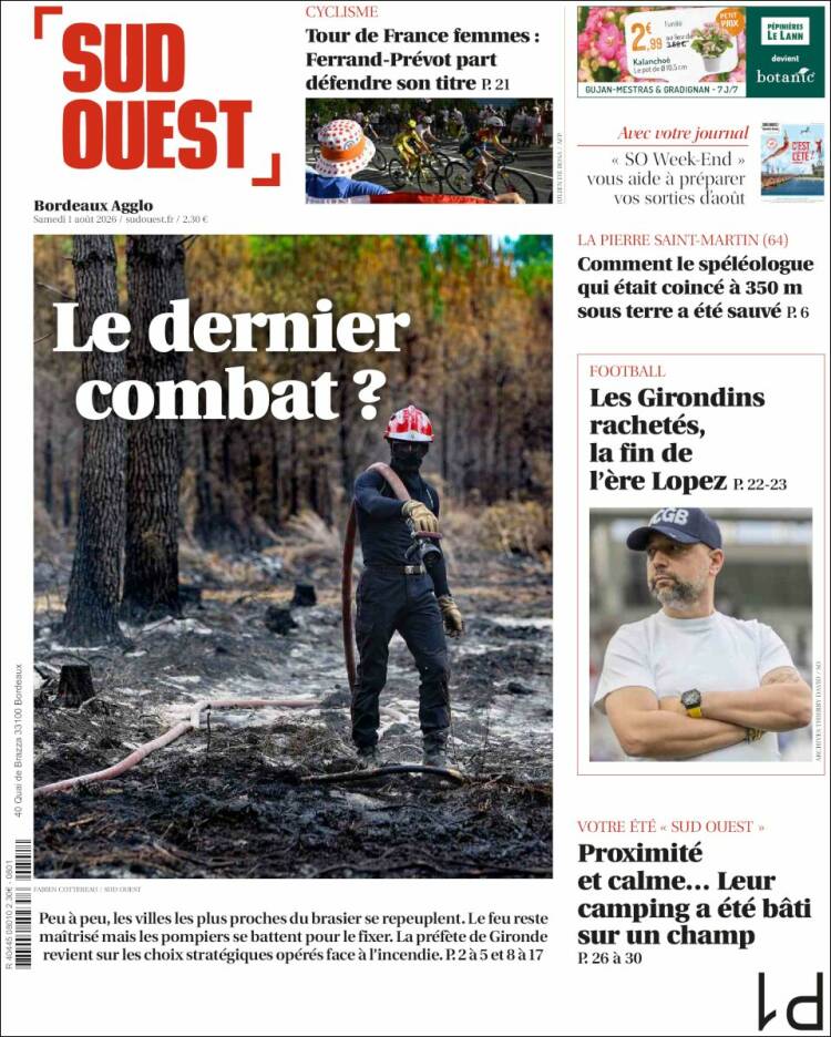 Portada de Sud Ouest (Francia)