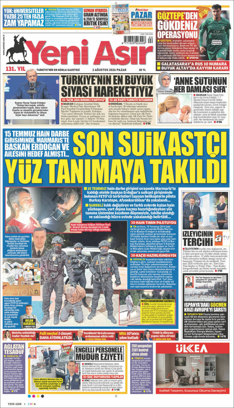 Portada de Yeni Asır (Turqu&iacute;a)