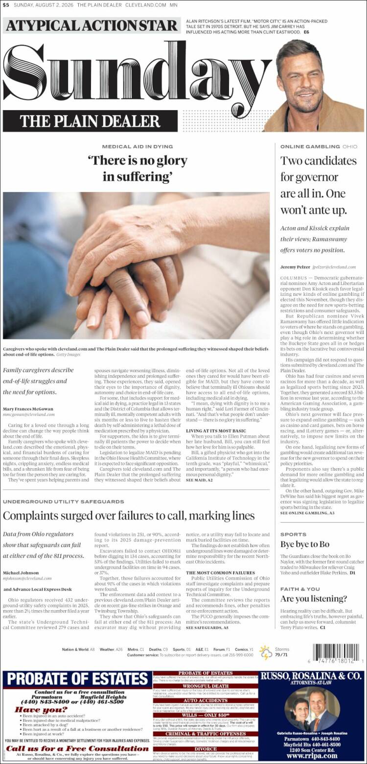 Portada de The Plain Dealer (USA)