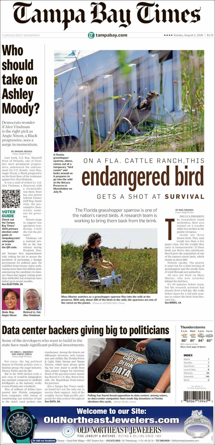 Portada de Tampa Bay Times (USA)
