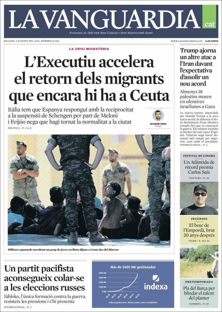 Portada de La Vanguardia (Espagne)