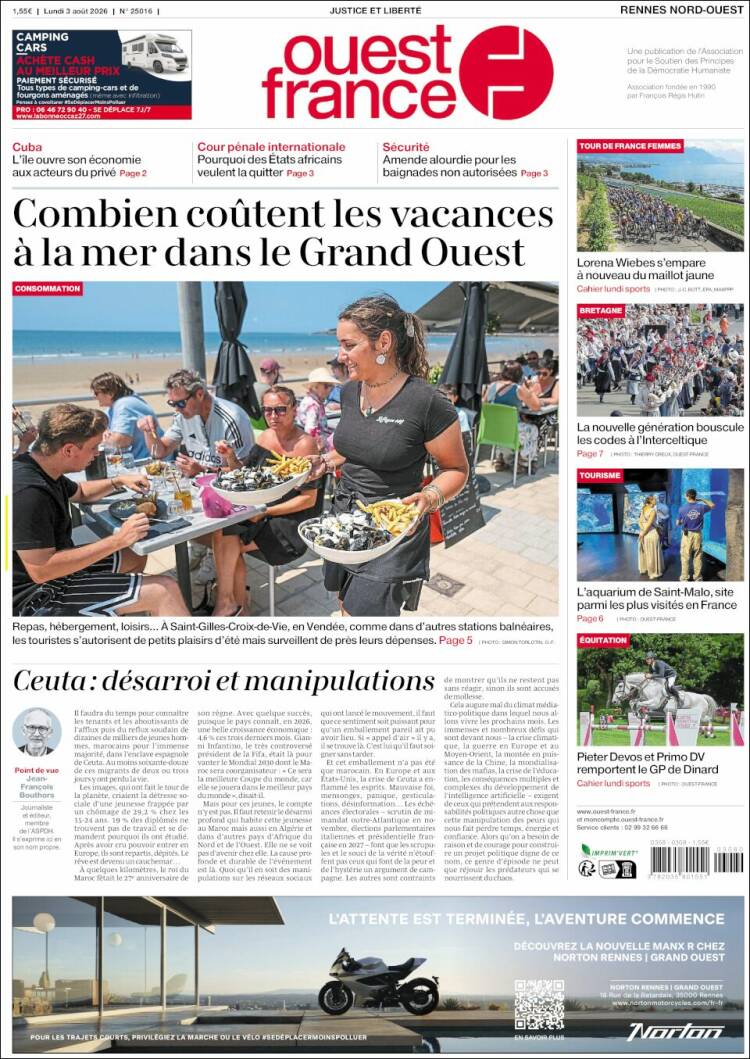 Portada de Ouest France (France)
